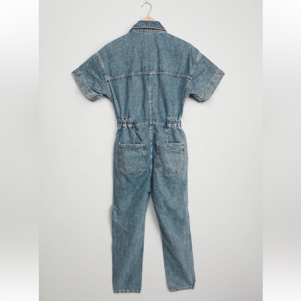 Free People Marci Denim Short Sleeve Jumpsuit - Picture 2 of 7